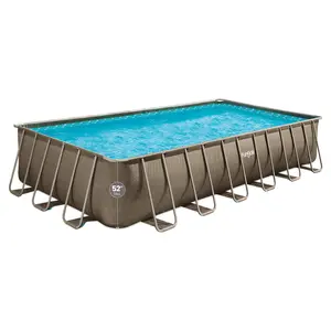 Funsicle 24 Ft Oasis Designer Lap Above Ground Pool w/ Pump, Brown Basketweave