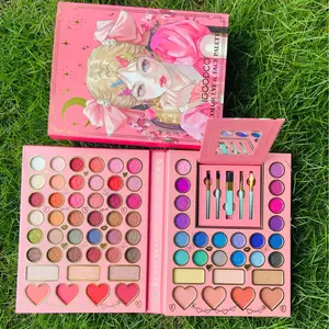 New 70-color Sweetheart Beauty Pattern Eyeshadow Palette Set with Matte and Pearlescent Shades and Brush, European and American New Multi-color Bestseller Women's Makeup Eyeshadow and Foundation Palette