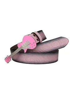 Music Lover Guitar Belt, Fashionable Metal Buckle, Gradient Paisley Embossed Leather, Unisex, Rock Style, Concert and Festival Wear