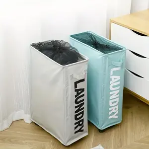 Laundry Basket, 1 Count Foldable Wheeled Laundry Basket & Drawstring Mesh Cover, Clothes Storage Basket for Bedroom, Laundry Room, Home Organizer