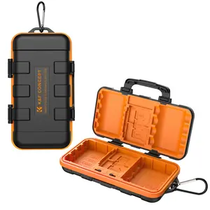 K&F CONCEPT Camera Battery SD Card Holder  for 4 SD Cards/6 TF/2 CF/2 XQDs Cards, 2 Slots Battery Storage Case, Water-Resistant Anti-Shock Case for DSLRs, Action Camera Batteries, NP-FZ100