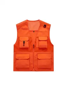 High-quality multi-pocket large-pocket solid color fishing vest for men, casual and stylish vest for hiking and outdoor activities, simple men's vest