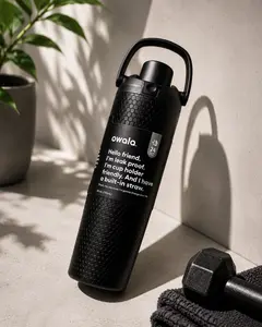 Owala 24 oz Black Insulated Water Bottle with Built In Straw Leak Proof Lid and Carry Handle