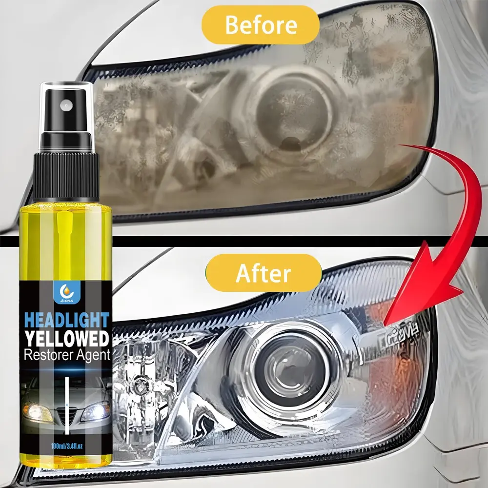 Headlight Restoration Spray- Car Headlight Polishing Kit for Scratch Removal & Oxidation Repair, Restores Clarity & Removes Yellowing from Headlamp Assembly, Headlight Polishing Agent
