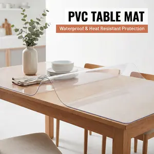 Waterproof Oilproof Easy Clean Clear PVC Table Protector Heavy Duty Transparent Mat for Dining Kitchen Living Room Office Coffee Table Scratch Resistant Spill Proof Wipe Clean Cut to Fit BPA Free Vinyl