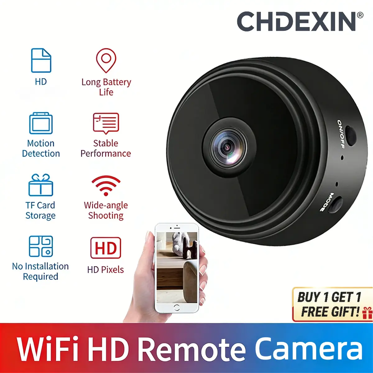 Mini WiFi Camera – 1080P HD Wireless Indoor Camera, Remote Viewing via App, Compact Home Security Camera