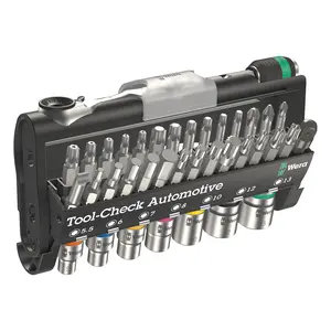 TOOL-CHECK AUTOMOTIVE 1 BITS ASSORTMENT RATCHET + SOCKETS