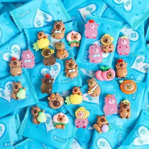 Cartoon Kapibara Miniature Model Cute Small Animal Food Mini Random Style Ornaments Toys Children's Gift