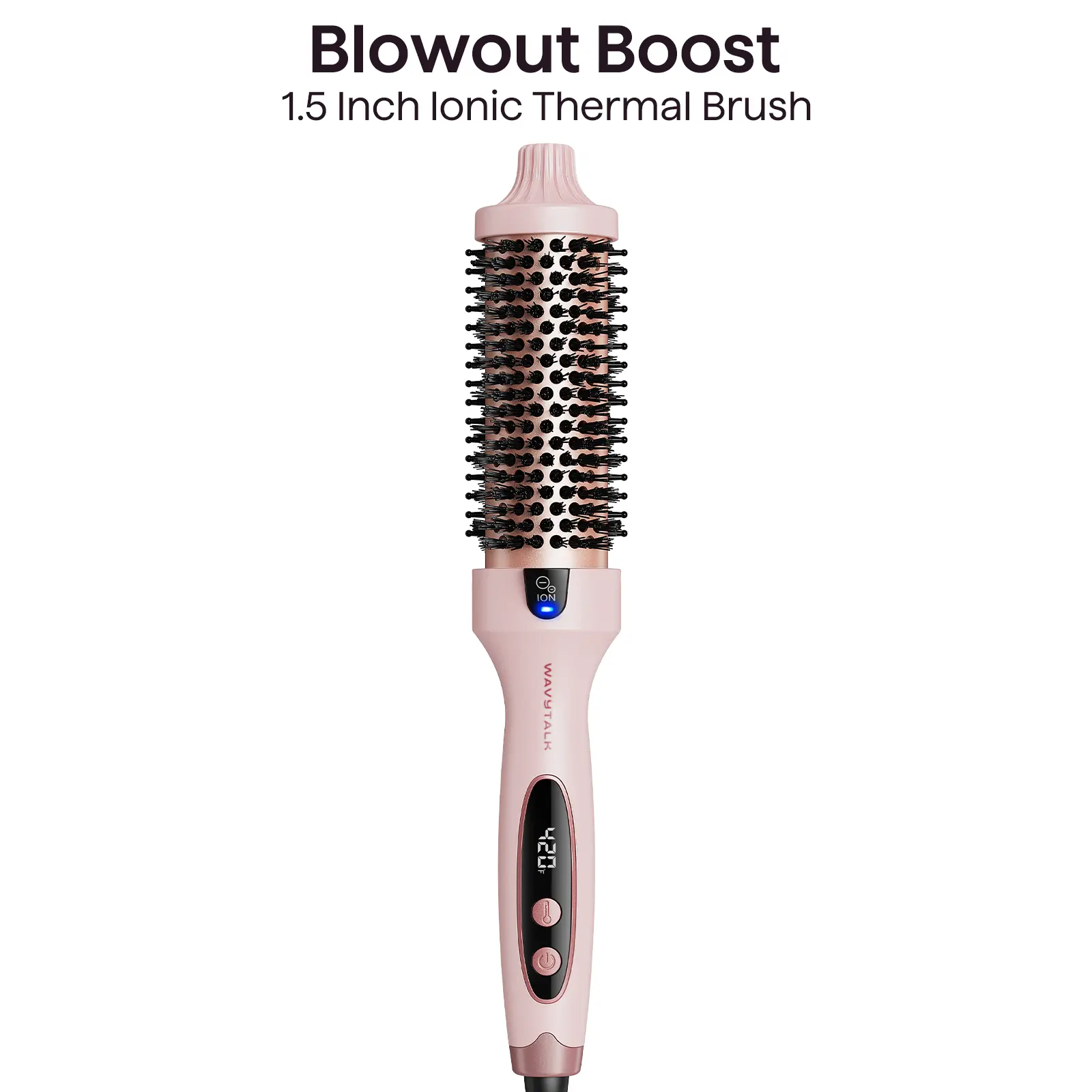 Wavytalk Thermal Brush for Hair Care - 1.5in Heated Round Tool for Thermal Brush Blowout Look, Dual Voltage, Sakura Pink, Tourmaline Ceramic, Negative Ion Tech, 5 Temperature Settings, Less Damage Hair Curlers & Straighteners, Brush Curlers & Straightener