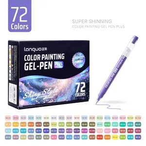 72pcs Languo Glitter Gel Pen Set, Color Painting, Vivid Shimmer Effect, 1.0mm Tip, Smooth Coloring, Large Capacity, Rich Colors, Suitable for Paper, Fabric, Wood, DIY Crafts, Creative Projects