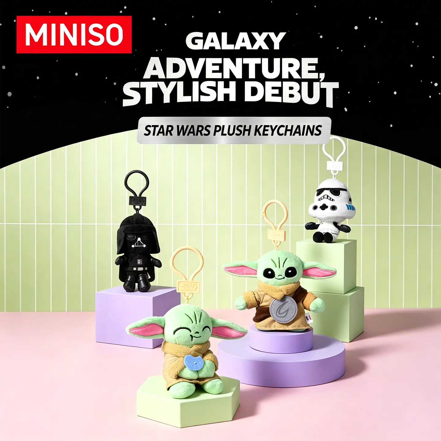 MINISO Star Wars The Mandalorian & Grogu Plush Pendant Doll, Cute Soft Stuffed Keychain Ornament, Premium Collectible Merch, Ideal Birthday & Holiday Surprise Gift for Star Wars Lovers, Kids and Movie Enthusiasts Alike