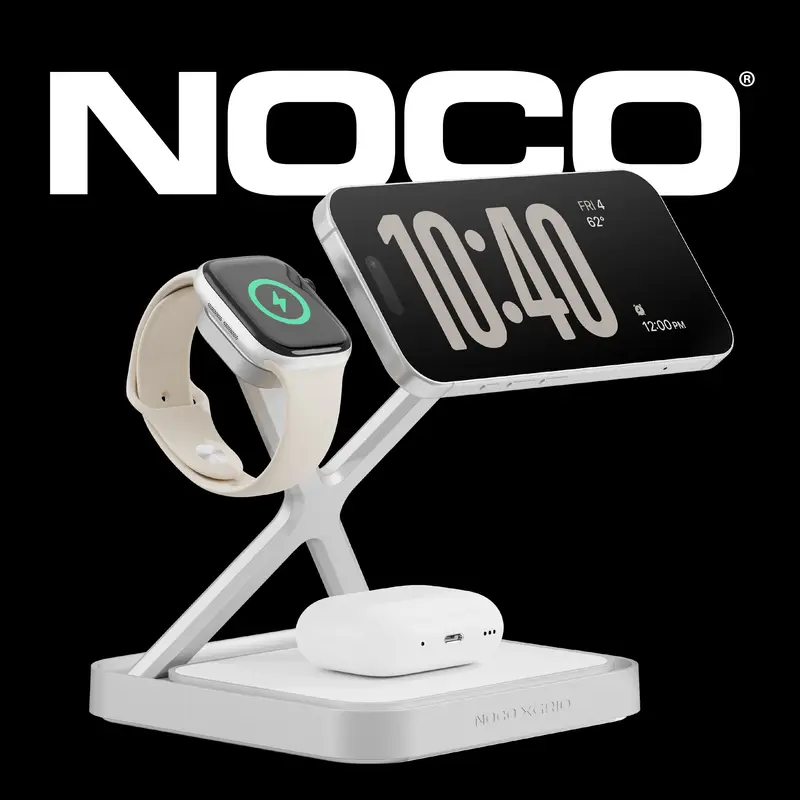 NOCO XGrid XDS3: 3-in-1 Wireless Charging Stand – For iPhone, Apple Watch, and AirPods – MagSafe Compatible, Qi2 Certified