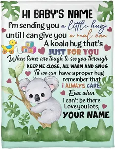 ZocoShi Personalized Koala Blankets, Custom Koala Blanket - Koala Blankets with Name for Boys, Best Gift Koala, Koala Monogram Flush Fleece