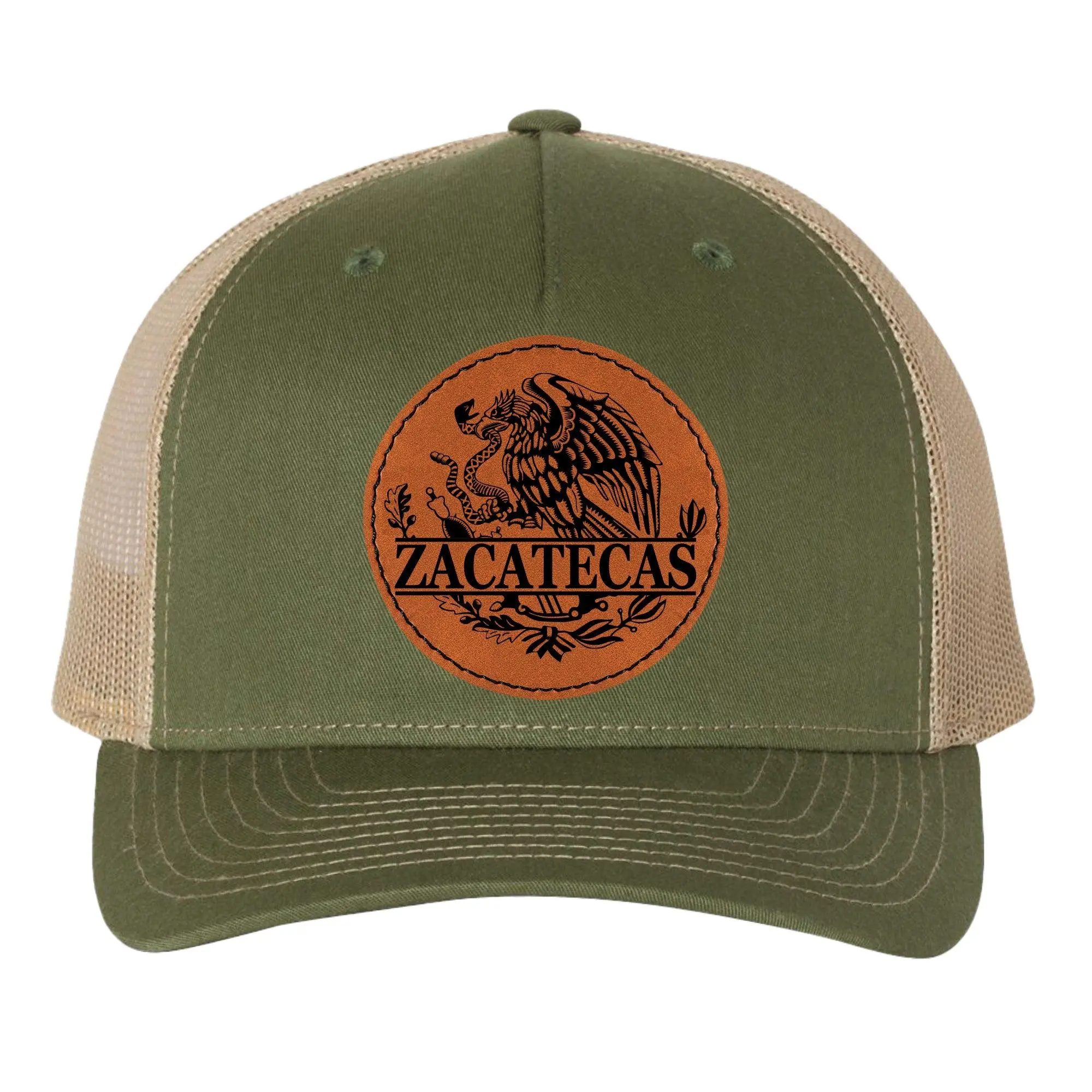 Zacatecas Mexico Eagle Leather Patch Hat Trucker Hat Baseball Cap Adjustable Classic