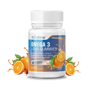 Omega 3 + DHA Gummies for Brain Heart & Eye Health Fish Oil Based Daily Supplement for Adults Kids Delicious Orange Flavor Natural Vitamin Dietary Supplement - Healthcare