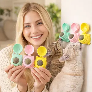 3PCS Flip‑Open Natural Catnip Ball | Safe Non‑Toxic Cat Mint Toy for Indoor Cats, Wall‑Mountable Interactive Kitten Chew Toy