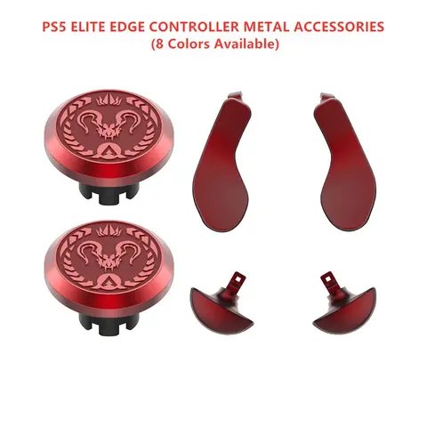 Ps5 Edge Elite Wireless Game Controller Metal Pattern Joystick Mushroom Head Thumb Grip Thumbsticks + Hardware Sliders, Premium Gaming Console Accessories Game Console Accessory