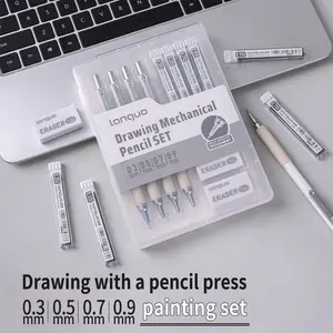 0.3/0.5/0.7/0.9mm Automatic Pencil Set, Mechanical Pencils Set, Large Capacity, Non-Slip Soft Grip, Comfortable Handle, Adjustable Lead Holder, Student Sketching Pencils
