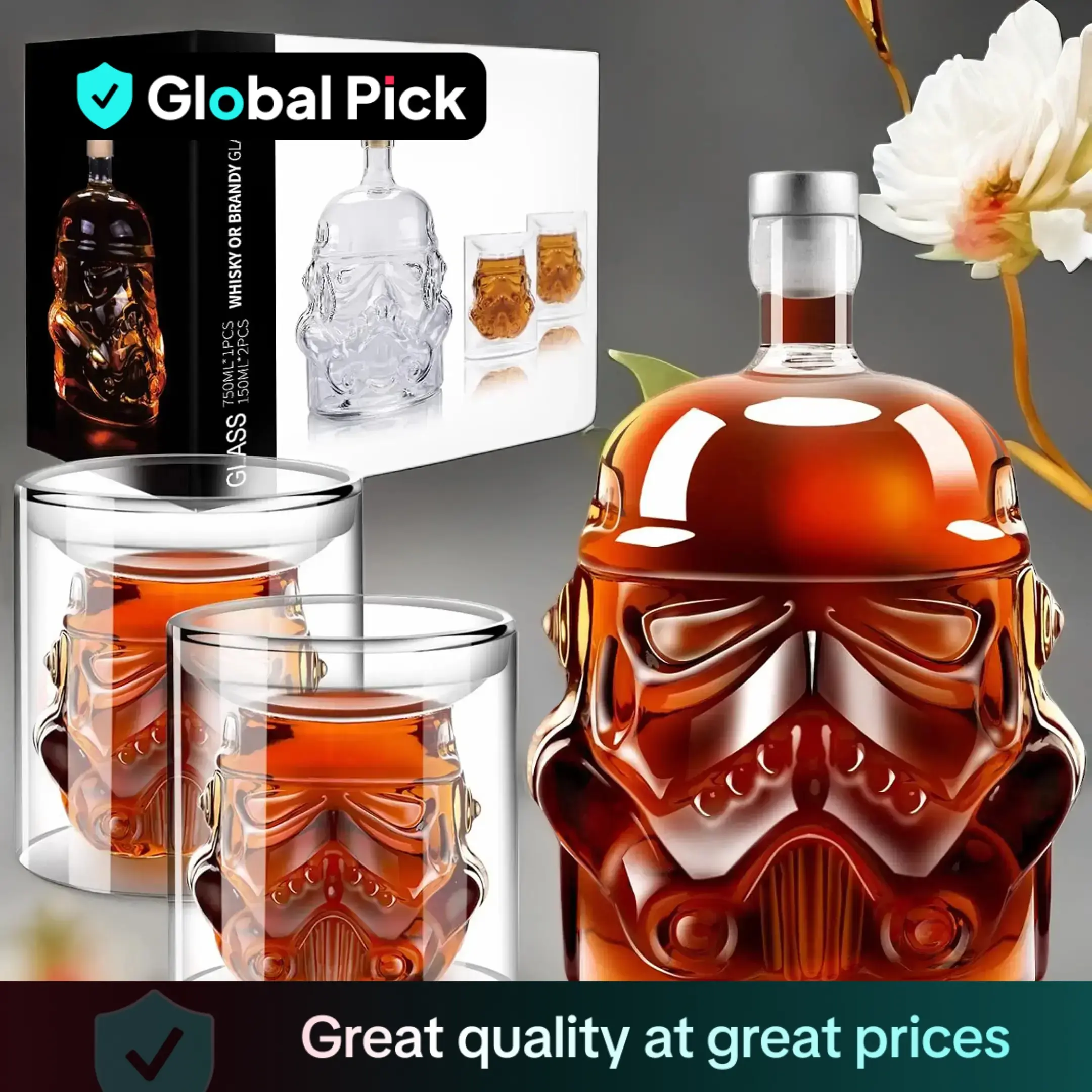 Creative Whiskey Decanter Set, 1 Set Whiskey Decanter with 2 Counts Glasses, Bar Utensils for Home Kitchen Party, Gift for Friend & Family, Halloween