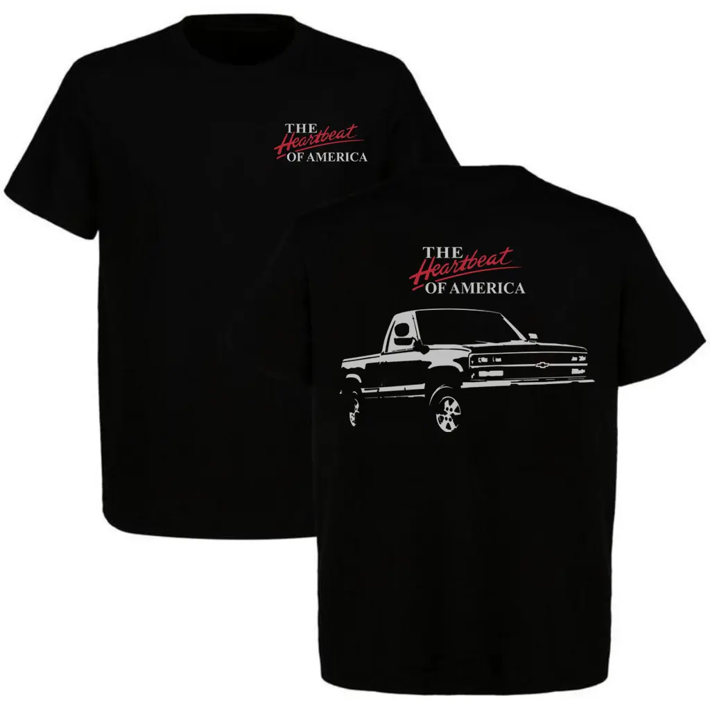 Vintage "The Heartbeat of America" Chevy Truck Graphic T-Shirt - Classic Pickup Tee