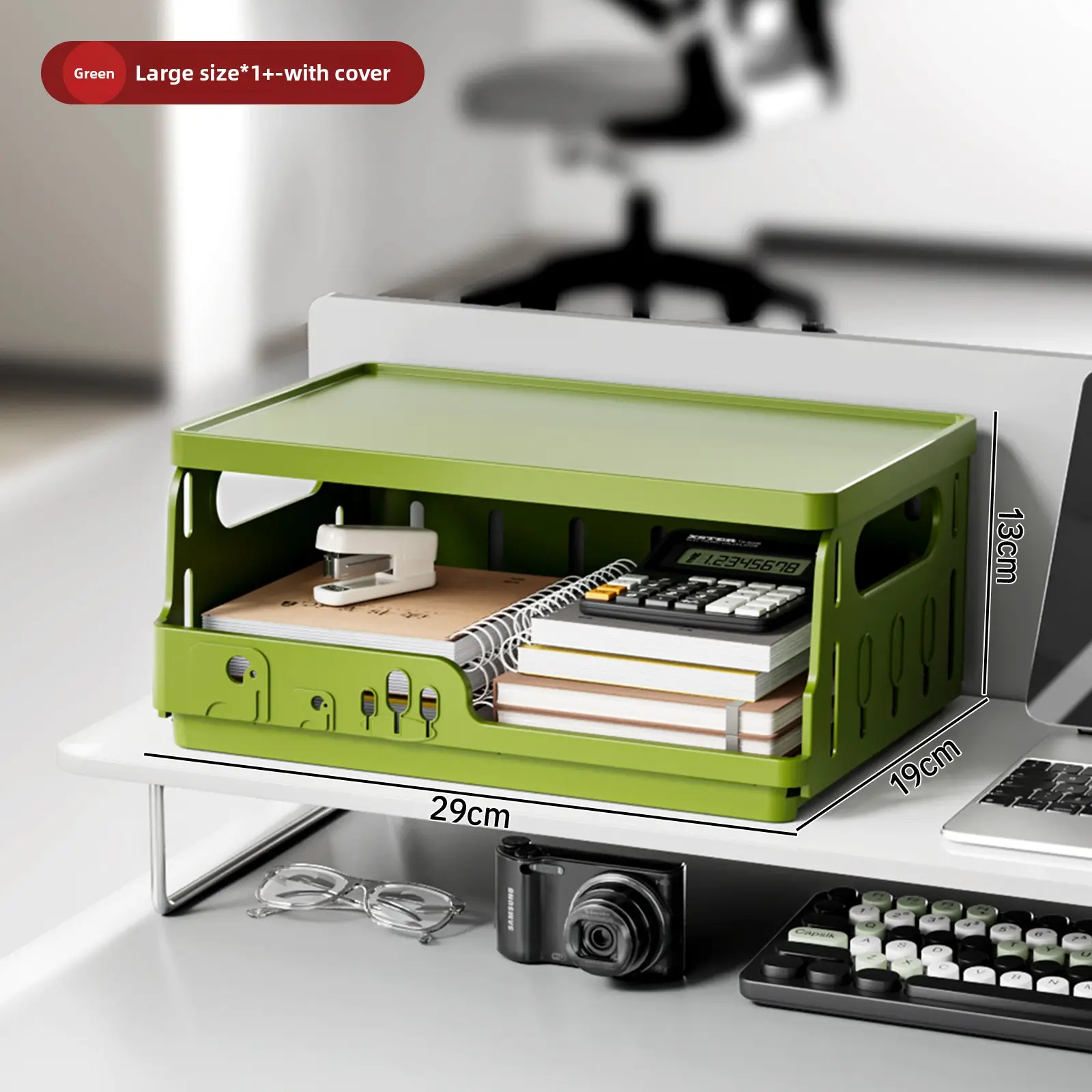 1-Pc Large Crate with Lid - Sage Green