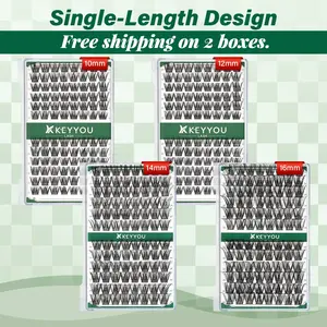 KEYYOU DIY Lash Cluster 96pcs Single Length 10mm 12mm 14mm 16mm Waterproof Long-Lasting Eyelashes Extensions D Curl Easy to Use for Beginners TikTok Shop SpringGlowUp