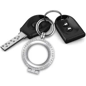 Kik_Diamond Glitter Crystal AirTag Tracker Holder Loop Case Cover Ring Key Chain for  AirTag (Silver) Handheld Durable Shockproof Protective Protection Phonecase Devices Casing Cover Accessories Silicone Wearable