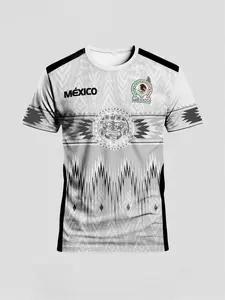 New Mexican Style Men's Football Jersey, Soccer Shirt and Crew Neck Comfortable Breathable Fabric Sports Top Suitable for Games, Football Training and Casual Everyday Wear, Printed Logo, Stylish Jersey