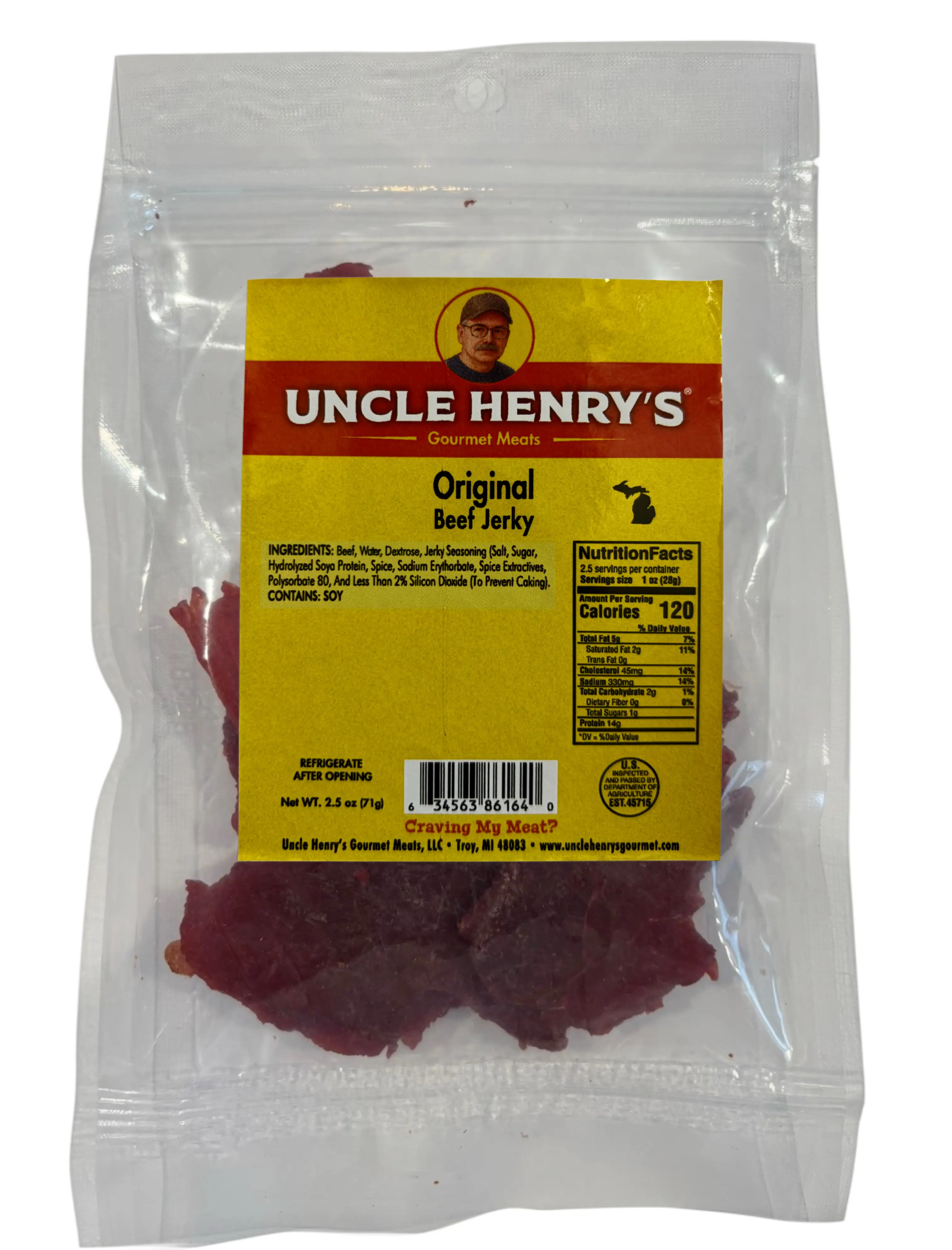 Uncle Henry's Gourmet Meats Beef Jerky Variety - 2.5 oz Vacuum-Seal Bag, High-Protein Savory Snack with Barbecue & Sweet and Sassy Flavors