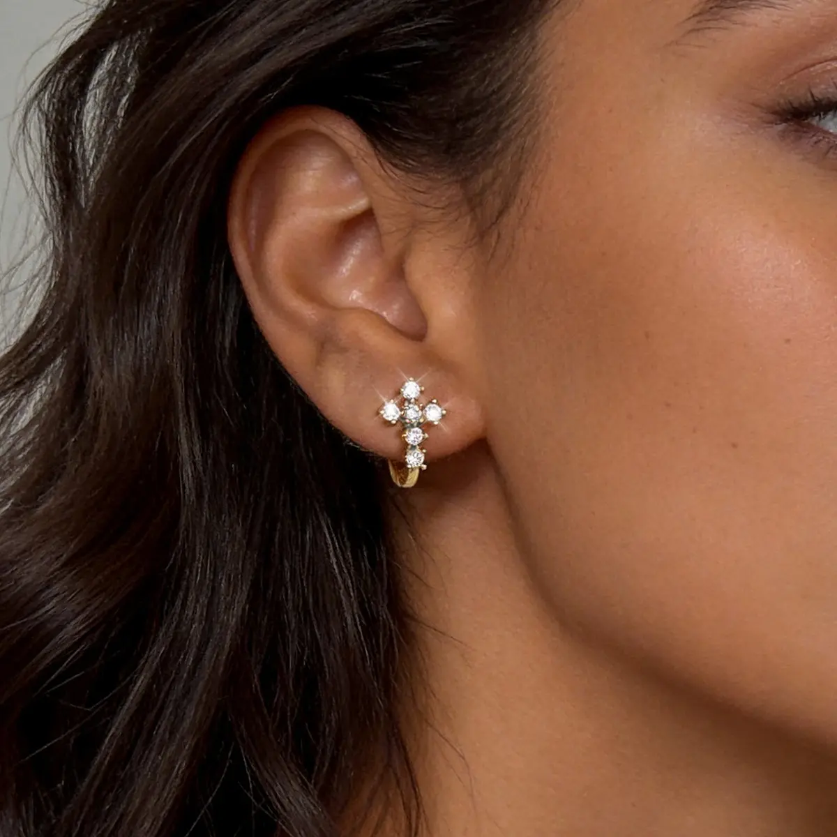 Gold Cross Earrings for Women 14K Gold Plated Small Hoop Huggie Earrings Dainty Trendy CZ Cross Hoop Earring Cute Hypoallergenic Hoops Jewelry Gifts for Women Mothers Day Gifts for Mom