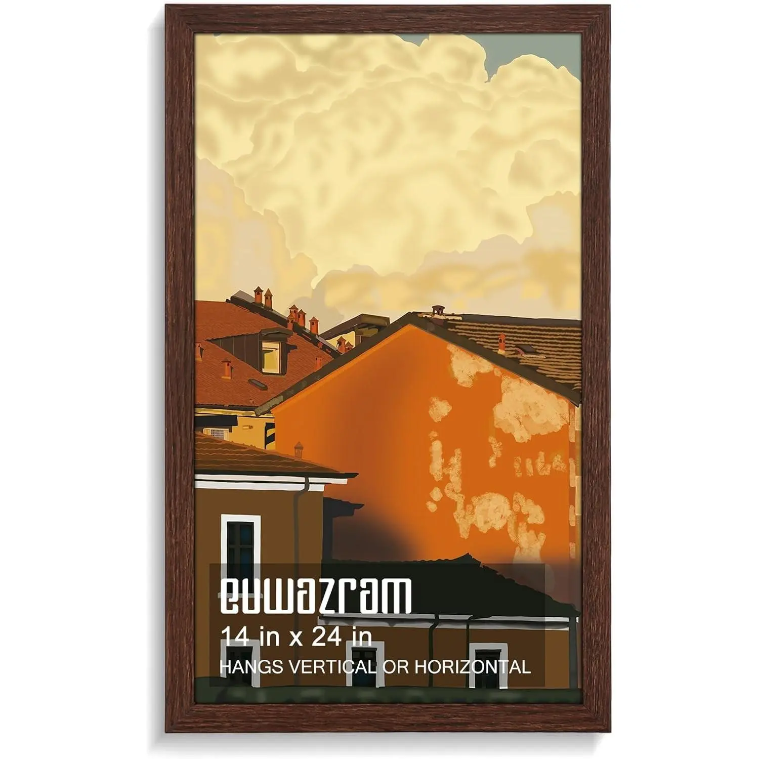 14x24 Solid Wood Single Poster Frame, Rustic Walnut Picture Frame for Artwork, Puzzles, Photos, Movie Posters, Perfect Christmas Frame