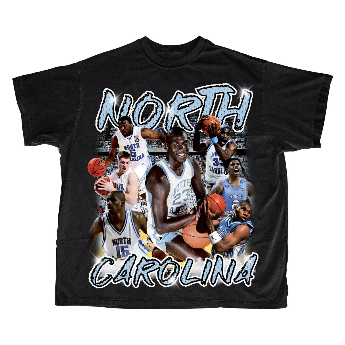 North Carolina Tar Heels 90s Bootleg Basketball Graphic T Shirt Retro Fan Tee