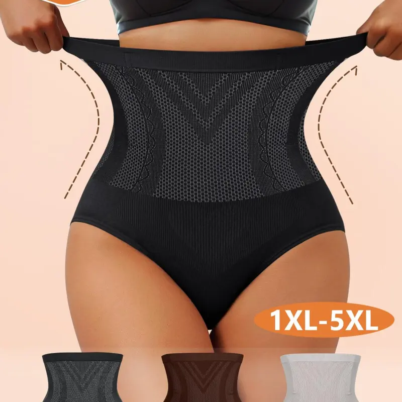 Morelect 3-Pack High-Waisted Shapewear Panties, Seamless Triangle Underwear for Women, Soft Fit, All-Seasons Casual Style, Body Shaper