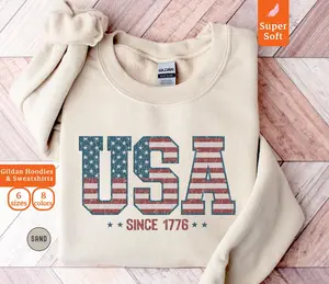 Retro USA Flag Sweatshirt, 4th of July, American Pride