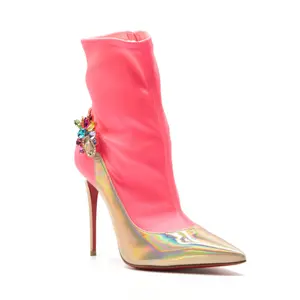 Pre-owned christian louboutin Jessie Joli Crystal Embellished Bootie US 8