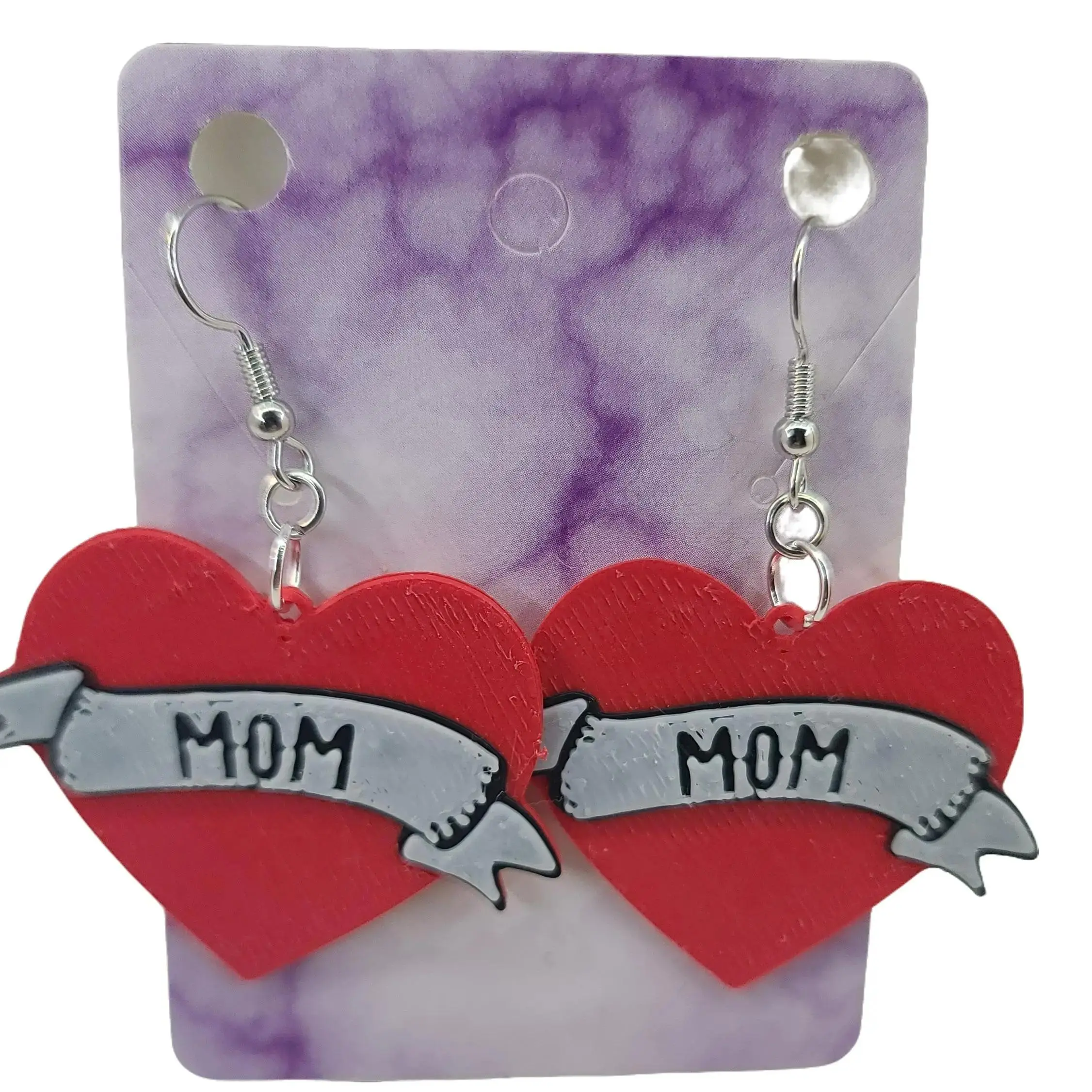 MOM Tattoo Earrings 3D Printed - Elegant Design for Everyday Wear