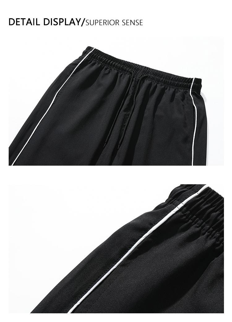 Men’s pants for spring and autumn; fashionable, versatile straight-leg casual men’s pants; summer street sports loose striped lightweight long pants