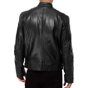 Men's Black Genuine Lambskin Leather Biker Jacket VINTAGE REAL BROWN MOTORCYCLE JACKETS FOR MEN