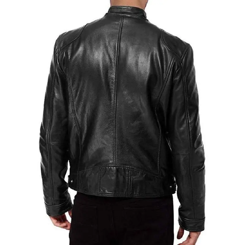 Men's Black Genuine Lambskin Leather Biker Jacket VINTAGE REAL BROWN MOTORCYCLE JACKETS FOR MEN