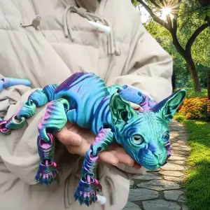 Giant 3D Cat Statue 1 PCS Collector Grade Colorful 19.69 inch Cat Figurine Movable Design Children's Toy Garden and Bedroom Decor Perfect Birthday Gift Holiday Party Gift Home Decor Decorative Figurine Collector Grade Figurine and Decorative Toy
