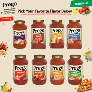 Prego Pasta Sauce Variety Selection – Traditional, Three Cheese, Garlic Herb, Parmesan, Chunky Tomato Onion, Meat Flavor & Mini Meatball Italian Tomato Pasta Sauce, 23.5–24 Oz Jars