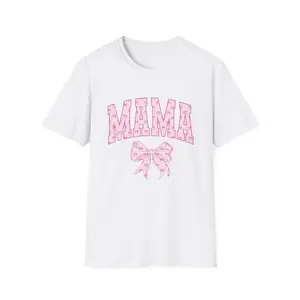 Mama Pink Bow T-Shirt — Cute Floral Mama Tee for Mothers, Mother’s Day Gift