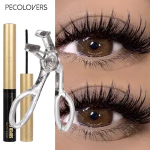 2PCS/Set Waterproof Black Fluffy Lashes Mascara with Eyelash Crler Set - Sweat-proof Formula, To Make Eyelashes Curled, Non-clumping, Anti-smudge, and Create Thick Eyelashes, The Perfect Valentine's Day Gift