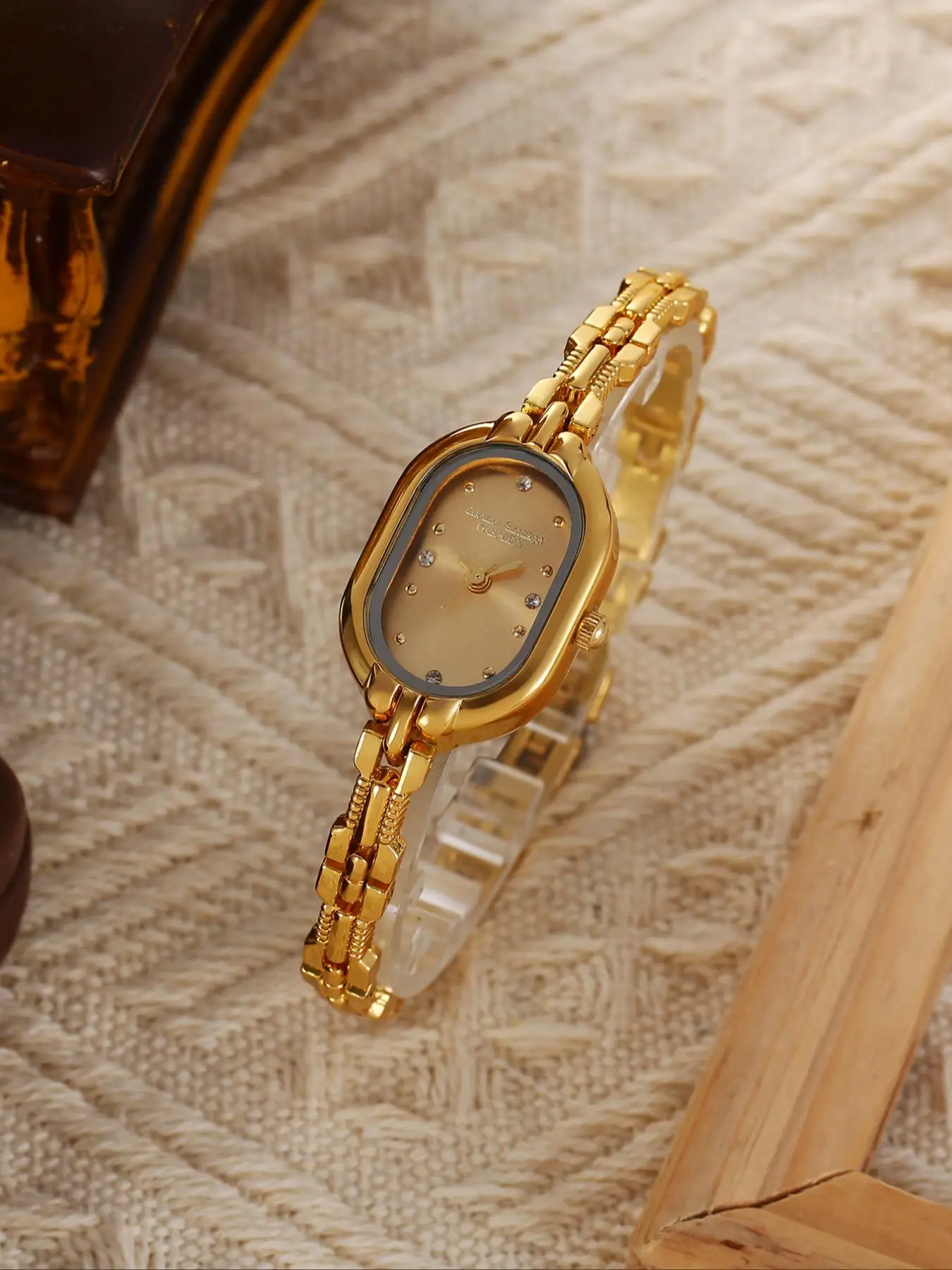 Women's Elegant Oval Dial Quartz Watch, Fashionable Watch for Party, Daily Clothing Decor, Trendy All-match & Exquisite Watch for Birthday Gift, witho