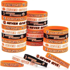 24pcs Basketball Silicone Wristbands, Motivational Sports Accessories, Team Awards, Party Gifts, Basketball Games, Events