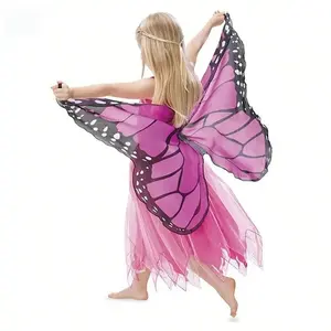 Fairy Angel Butterfly Wings Cape with Tulle Fabric, Elegant Party Performance Dress-Up Costume, Kids Halloween Cosplay Accessory Ideal for Festival Events & Birthday Party Decorations