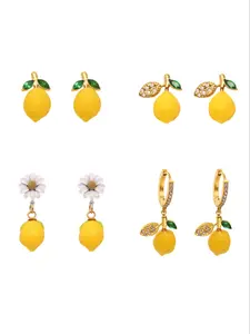 Lemon Design Stud Earrings, Cute Fruit Themed Earrings for Women & Girls, Fashion Jewelry for Party, Daily Decor, Trendy All-match & Exquisite Jewelry for Birthday Gift, Fashion Jewelry Accessories