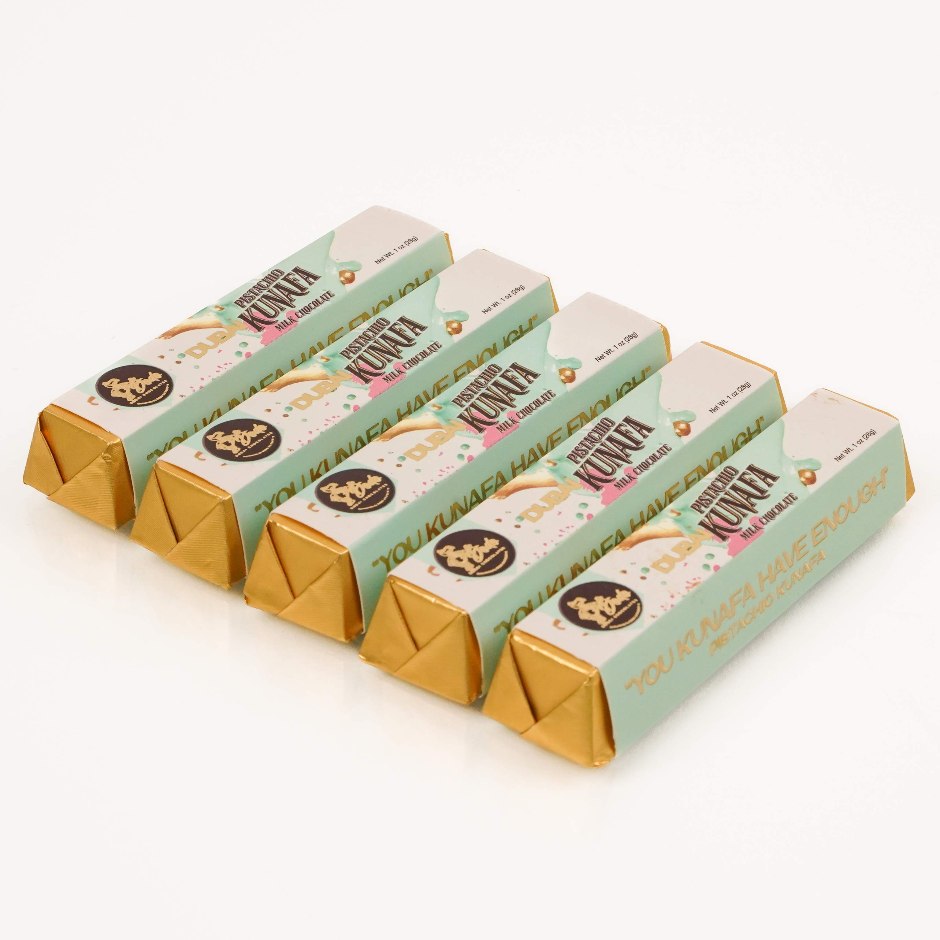 Dubai Style Chocolate 5 Bar Multipack - 5 Milk Chocolate Kunafa Mini Snack Size Bars (1 oz. bars)