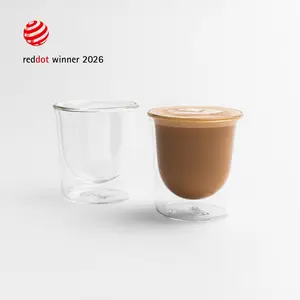 FLUR Cortado Glasses (Set of 2) – Perfect for Cortados, Espresso Shots & Macchiatos – Double-Walled Borosilicate Glass – Handmade, Lightweight & Durable – 4oz