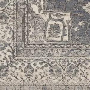 10' Beige Ivory And Gray Medallion Runner Rug